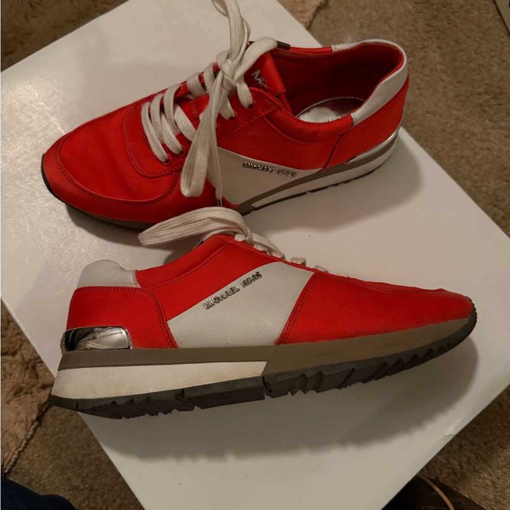 Michael Kors Vibrant Red and White Sneakers